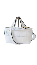 Pre-Order｜Fringe Tote Bag – White / Gold Studs