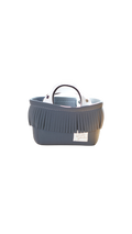 Pre-Order｜Mini Fringe Tote Bag – Charcoal Gray × White Accent / Silver Studs