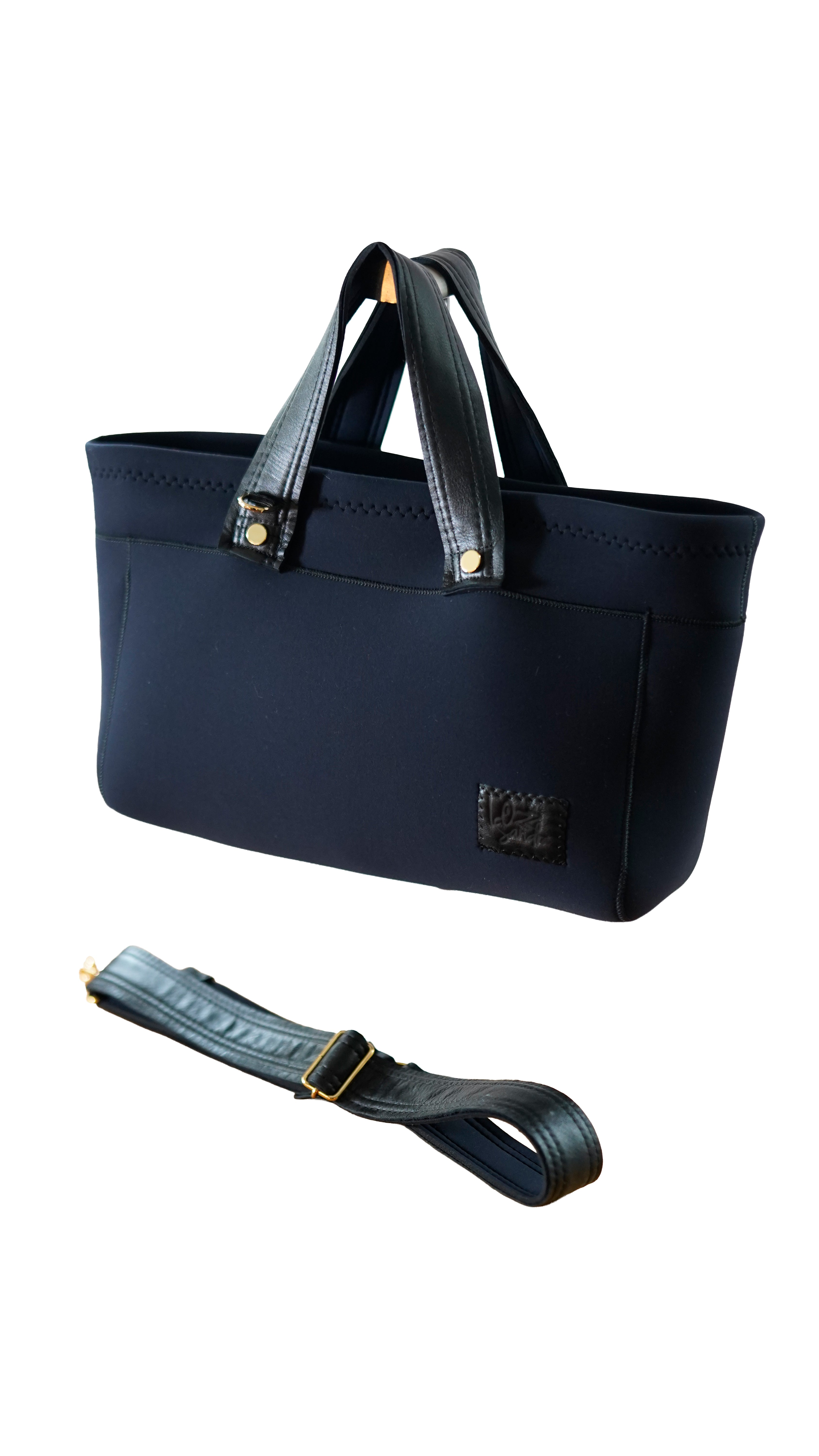 Pre-Order | Leather Mix Bigtotebag -Black