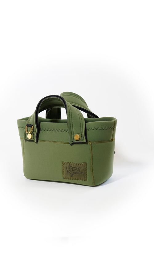Mini Tote Bag - Khaki / Gold Studs